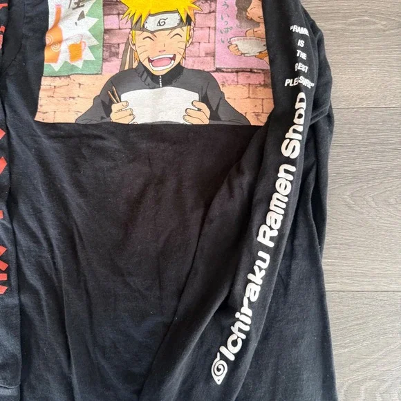 Naruto Shippuden Ichiraku Ramen Shop Black Long Sleeve Graphic Tee Men Size S - Picture 3 of 7